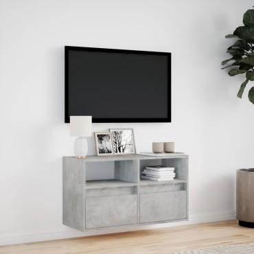 vidaXL Έπιπλο Τηλεόρασης με LED Γκρι Σκυροδέματος 80x31x45cm