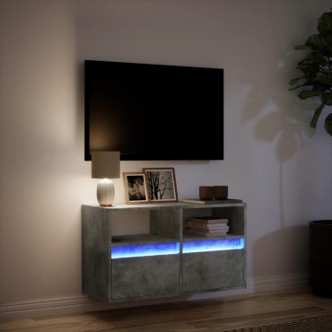 vidaXL Έπιπλο Τηλεόρασης με LED Γκρι Σκυροδέματος 80x31x45cm
