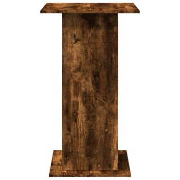 vidaXL Τραπέζι Μπαρ με Ράφια Καπνιστή Δρυς 60x60x102cm Επεξεργ. Ξύλο 1 τεμ.