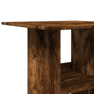vidaXL Τραπέζι Μπαρ με Ράφια Καπνιστή Δρυς 60x60x102cm Επεξεργ. Ξύλο 1 τεμ.