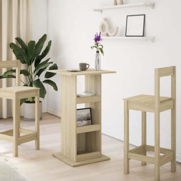 vidaXL Τραπέζι Μπαρ με Ράφια Sonoma Δρυς 60x60x102cm Επεξ. Ξύλο 1 τεμ.