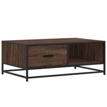 vidaXL Τραπεζάκι Σαλονιού Καφέ Δρυς 90x57x35cm Επεξ. Ξύλο/Μέταλλο 1 τεμ.