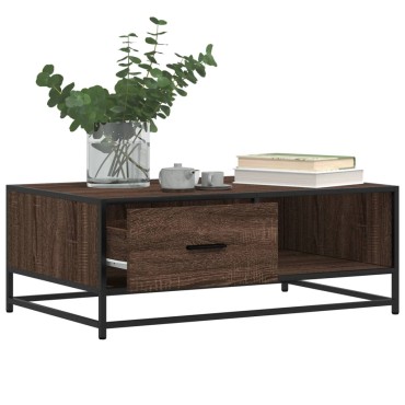 vidaXL Τραπεζάκι Σαλονιού Καφέ Δρυς 90x57x35cm Επεξ. Ξύλο/Μέταλλο 1 τεμ.