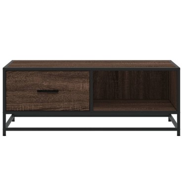 vidaXL Τραπεζάκι Σαλονιού Καφέ Δρυς 90x57x35cm Επεξ. Ξύλο/Μέταλλο 1 τεμ.