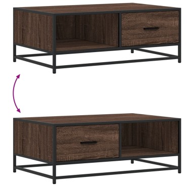 vidaXL Τραπεζάκι Σαλονιού Καφέ Δρυς 90x57x35cm Επεξ. Ξύλο/Μέταλλο 1 τεμ.