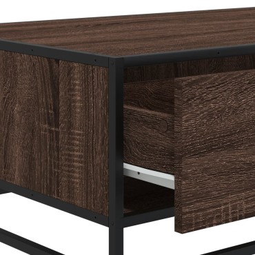 vidaXL Τραπεζάκι Σαλονιού Καφέ Δρυς 90x57x35cm Επεξ. Ξύλο/Μέταλλο 1 τεμ.