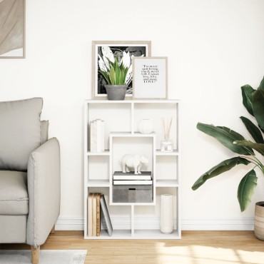 vidaXL Βιβλιοθήκη Λευκή 63x20x90cm από Επεξεργασμένο Ξύλο 1 τεμ.