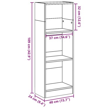 vidaXL Βιβλιοθήκη Καπνιστή Δρυς 40x24x109cm από Επεξεργασμένο Ξύλο 1 τεμ.