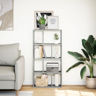 vidaXL Βιβλιοθήκη Γκρι Σκυροδέματος 60x20x120cm Επεξεργ. Ξύλο 1 τεμ.