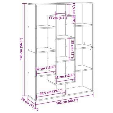 vidaXL Βιβλιοθήκη Καφέ Δρυς 102x29x143cm από Επεξεργασμένο Ξύλο 1 τεμ.