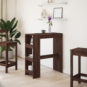 vidaXL Τραπέζι Μπαρ με Ράγες Καφέ Δρυς 90x40x103,5cm Επεξεργ. Ξύλο 1 τεμ.