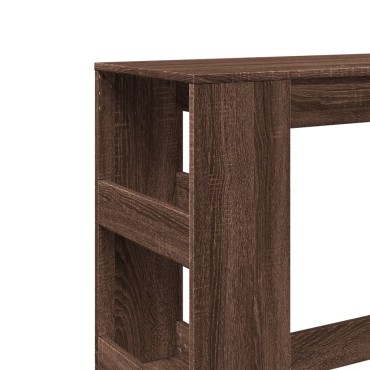 vidaXL Τραπέζι Μπαρ με Ράγες Καφέ Δρυς 90x40x103,5cm Επεξεργ. Ξύλο 1 τεμ.