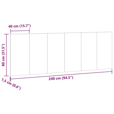 vidaXL Κεφαλάρι Κρεβατιού Αρτισιανή Δρυς 240x1,5x80cm Επεξεργ. Ξύλο 1 τεμ.