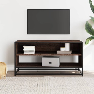 vidaXL Έπιπλο Τηλεόρασης Καφέ Δρυς 91x40x46cm Επεξ. Ξύλο/Μέταλλο