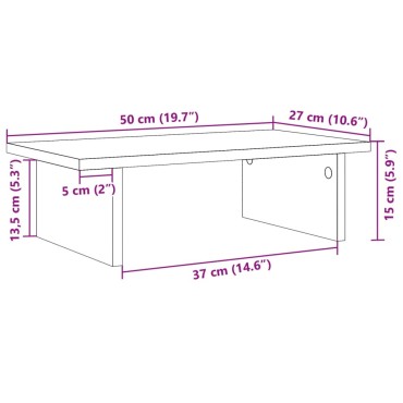 vidaXL Βάση Οθονών Γκρι του Σκυροδέματος 50x27x15 εκ. από Επεξ. Ξύλο