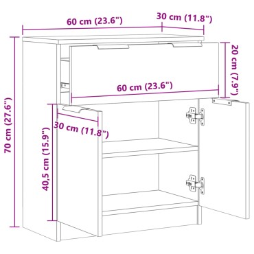 vidaXL Μπουφές Αρτισιανή Δρυς 60x30x70cm από Επεξεργασμένο Ξύλο 1 τεμ.