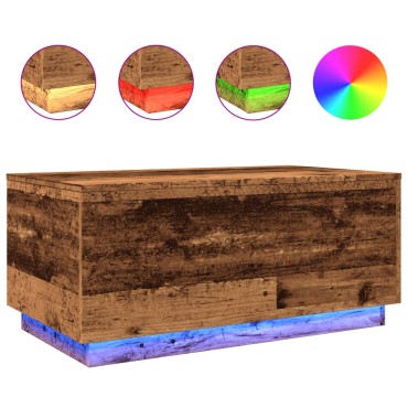 vidaXL Τραπεζάκι Σαλονιού με LED Παλαιό Ξύλο 90x50x40cm 1 τεμ.