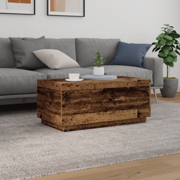vidaXL Τραπεζάκι Σαλονιού με LED Παλαιό Ξύλο 90x50x40cm 1 τεμ.