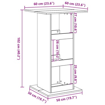 vidaXL Τραπέζι Μπαρ με Ράφια Λευκό 60x60x102cm Επεξεργ. Ξύλο 1 τεμ.