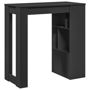 vidaXL Τραπέζι Μπαρ με Ράφια Μαύρο 102x50x103,5cmαπό Επεξ. Ξύλο 1 τεμ.