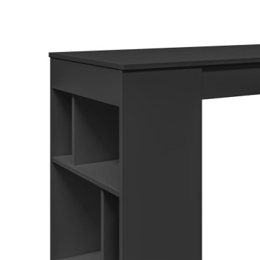vidaXL Τραπέζι Μπαρ με Ράφια Μαύρο 102x50x103,5cmαπό Επεξ. Ξύλο 1 τεμ.