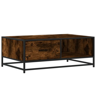 vidaXL Τραπεζάκι Σαλονιού Καπνιστή Δρυς 90x57x35cm Επ. Ξύλο/Μέταλλο 1 τεμ.