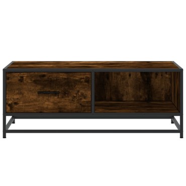 vidaXL Τραπεζάκι Σαλονιού Καπνιστή Δρυς 90x57x35cm Επ. Ξύλο/Μέταλλο 1 τεμ.