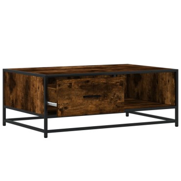 vidaXL Τραπεζάκι Σαλονιού Καπνιστή Δρυς 90x57x35cm Επ. Ξύλο/Μέταλλο 1 τεμ.