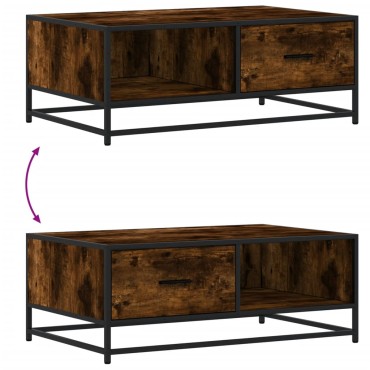 vidaXL Τραπεζάκι Σαλονιού Καπνιστή Δρυς 90x57x35cm Επ. Ξύλο/Μέταλλο 1 τεμ.