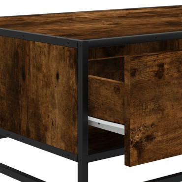 vidaXL Τραπεζάκι Σαλονιού Καπνιστή Δρυς 90x57x35cm Επ. Ξύλο/Μέταλλο 1 τεμ.