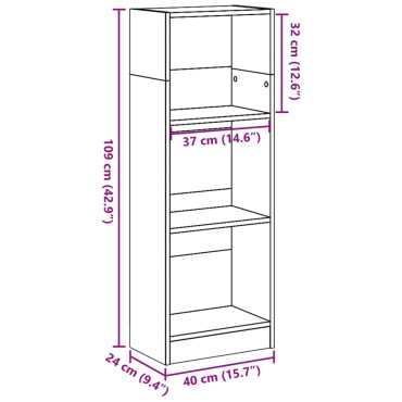 vidaXL Βιβλιοθήκη Λευκή 40x24x109cm από Επεξεργασμένο Ξύλο 1 τεμ.
