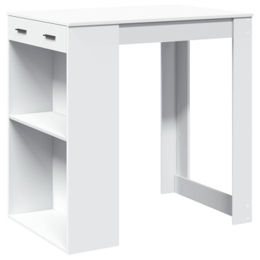 vidaXL Τραπέζι Μπαρ Λευκό 102x70x103,5cm Επεξεργ. Ξύλο 1 τεμ.