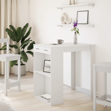 vidaXL Τραπέζι Μπαρ Λευκό 102x70x103,5cm Επεξεργ. Ξύλο 1 τεμ.