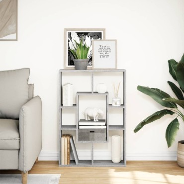 vidaXL Βιβλιοθήκη Γκρι Sonoma 63x20x90cm από Επεξεργ. Ξύλο 1 τεμ.