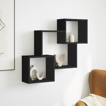 vidaXL Ντουλάπι Τοίχου Μαύρο 78x18x71cm από Επεξεργασμένο Ξύλο 1 τεμ.