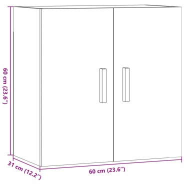 vidaXL Ντουλάπι Τοίχου Αρτισιανή Δρυς 60x31x60cm Επεξεργασμένο Ξύλο 1 τεμ.