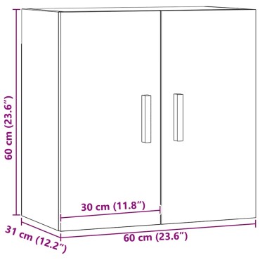 vidaXL Ντουλάπι Τοίχου Αρτισιανή Δρυς 60x31x60cm Επεξεργασμένο Ξύλο 1 τεμ.