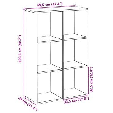 vidaXL Βιβλιοθήκη/Διαχωριστικό Χώρου Λευκό 69,5x29x103,5cm Επεξ. Ξύλο 1 τεμ.