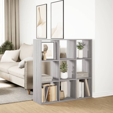 vidaXL Βιβλιοθήκη/Διαχωριστικό Χώρου Γκρι 102x29x103,5cm Επεξ. Ξύλο 1 τεμ.