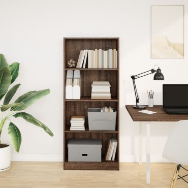 vidaXL Βιβλιοθήκη Καφέ Δρυς 60x24x143cm από Επεξεργασμένο Ξύλο 1 τεμ.