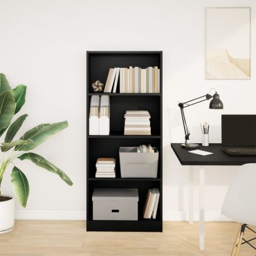 vidaXL Βιβλιοθήκη Μαύρο 60x24x143cm από Επεξεργασμένο Ξύλο 1 τεμ.