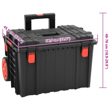 vidaXL Θήκη Πτήσης Φορητή Μαύρη 56,5x45,5x48 εκ. από Πολυπροπυλένιο