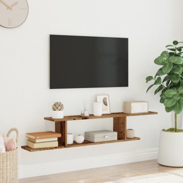 vidaXL Ράφι Τηλεόρασης Επιτοίχιο 125x18x23cm Επεξ. Ξύλο 1 τεμ.