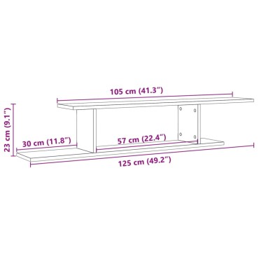 vidaXL Ράφι Τηλεόρασης Επιτοίχιο 125x18x23cm Επεξ. Ξύλο 1 τεμ.