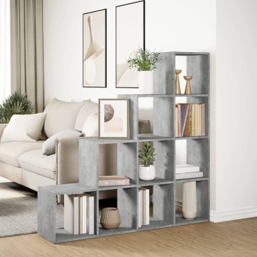 vidaXL Βιβλιοθήκη/Διαχωρ. Χώρου 4 Επ. Γκρι 131,5x29x131,5cm Επ. Ξύλο 1 τεμ.