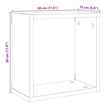 vidaXL Ράφια Τοίχου Κύβοι 2 τεμ. Αρτισιανή Δρυς 30x15x30cm Επεξ. Ξύλο