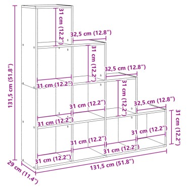 vidaXL Βιβλιοθήκη/Διαχωριστικό Χώρου 4 Επ. 131,5x29x131,5cm Επ. Ξύλο 1 τεμ.