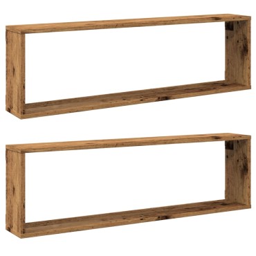 vidaXL Ράφια Κύβοι Τοίχου Όψη Παλαιού Ξύλου 100x15x30cm Επεξ. Ξύλο 1 τεμ.