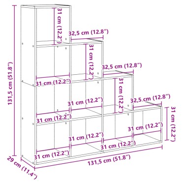 vidaXL Βιβλιοθήκη/Διαχωριστικό Χώρου 4 Επ. 131,5x29x131,5cm Επ. Ξύλο 1 τεμ.