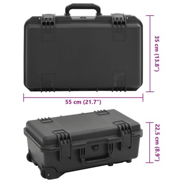 vidaXL Θήκη Πτήσης Φορητή Μαύρη 55x35x22,5 εκ. από Πολυπροπυλένιο